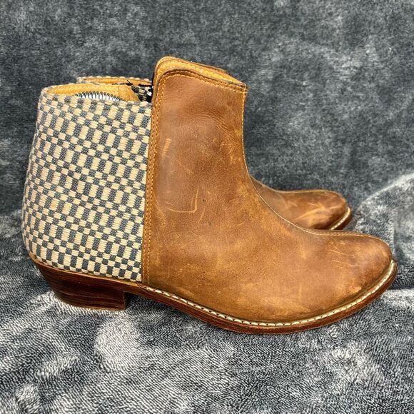 The Root Collective Espe Women’s Handmade Ankle Boots Chestnut Leather Size 11 - Picture 3 of 10